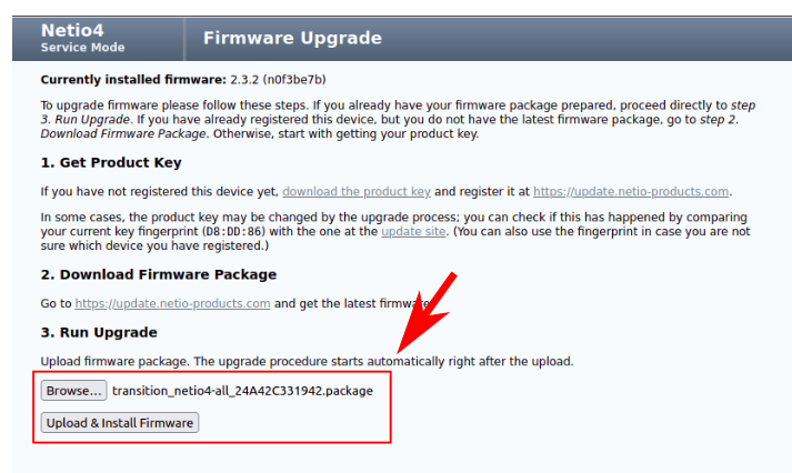 Upload firmware